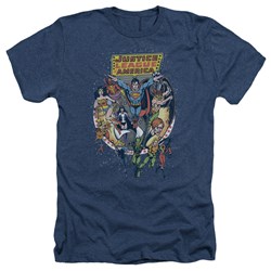 Justice League, The - Mens Star Group T-Shirt In Navy