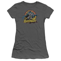 Justice League - Batman Rough Distress Juniors T-Shirt In Charcoal