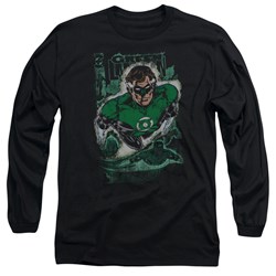 Justice League, The - Mens Green Lantern #1 Distress Long Sleeve Shirt In Black