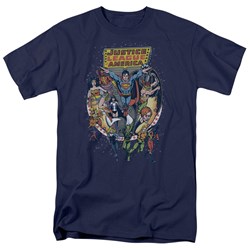 Justice League - Star Group Adult T-Shirt In Navy