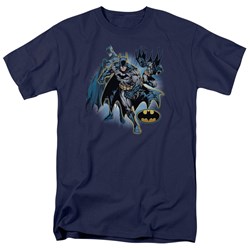 Justice League - Batman Collage Adult T-Shirt In Navy