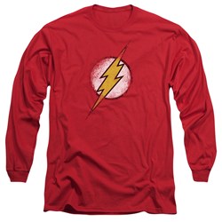 Justice League, The - Mens Destroyed Flash Logo Long Sleeve Shirt In Red