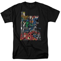 Justice League - Lettered League Adult T-Shirt In Black