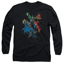 Justice League, The - Mens Action Stars Long Sleeve Shirt In Black