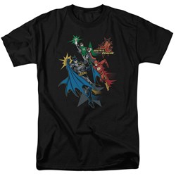 Justice League - Action Stars Adult T-Shirt In Black