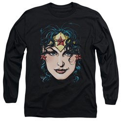 Justice League, The - Mens Wonder Woman Head Long Sleeve Shirt In Black