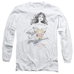 Justice League, The - Mens Wonder Squiggles Long Sleeve Shirt In White