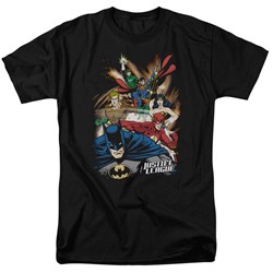 Justice League - Starburst Adult T-Shirt In Black