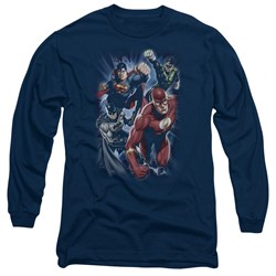 Justice League, The - Mens Storm Chasers Long Sleeve Shirt In Navy