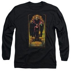 Justice League, The - Mens Deco Long Sleeve Shirt In Black