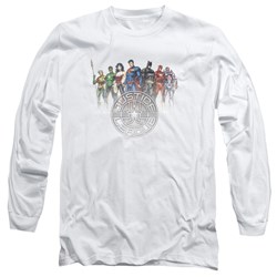 Justice League, The - Mens Circle Crest Long Sleeve Shirt In White