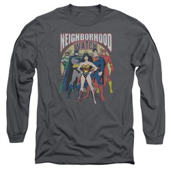 Justice League, The - Mens Neighborhood Watch Long Sleeve Shirt In Charcoal