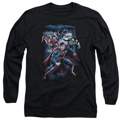 Justice League, The - Mens Cosmic Crew Long Sleeve Shirt In Black