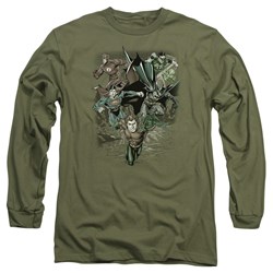Justice League, The - Mens Spacing Out Long Sleeve Shirt In Military Green