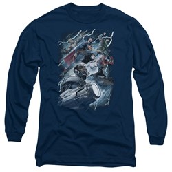 Justice League, The - Mens Ride The Lightening Long Sleeve Shirt In Navy