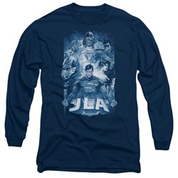 Justice League, The - Mens Burst Long Sleeve Shirt In Navy