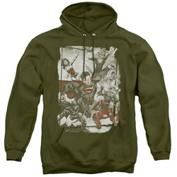 Jla - Mens Green And Red Pullover Hoodie