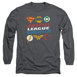 Justice League, The - Mens Pixel Logos Longsleeve T-Shirt