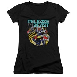 Power Rangers - Juniors Beast Release V-Neck T-Shirt