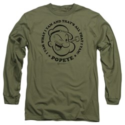 Popeye - Mens I Yam Long Sleeve Shirt In Military Green