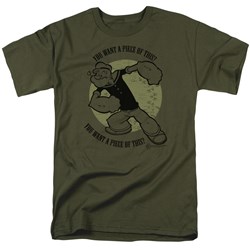 Popeye - You Want A Piece Of This? Adult T-Shirt In Military Green