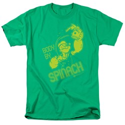 Popeye - Body By Spinach Adult T-Shirt In Kelly Green