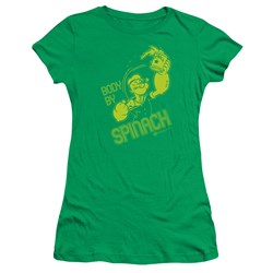 Popeye - Body By Spinach Juniors T-Shirt In Kelly Green