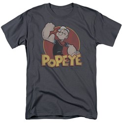 Popeye - Retro Ring Adult T-Shirt In Charcoal