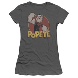 Popeye - Retro Ring Juniors T-Shirt In Charcoal