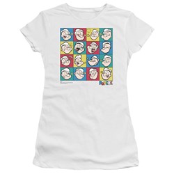 Popeye - Popeye Color Block Juniors T-Shirt In White