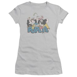 Popeye - The Gang Juniors T-Shirt In Silver