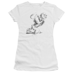 Popeye - Here Comes Trouble Juniors T-Shirt In White