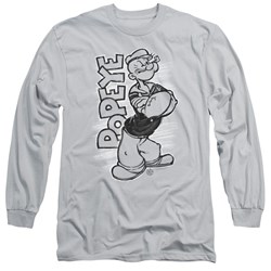 Popeye - Mens Inked Popeye Long Sleeve Shirt In Silver