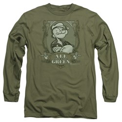 Popeye - Mens All About The Green Long Sleeve Shirt In Military Green