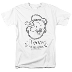 Popeye - Mens Sketch Portrait T-Shirt In White