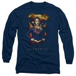 SuperGirl - Mens Standing Symbol Long Sleeve T-Shirt