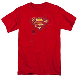 Superman - Super Mech Shield Adult T-Shirt In Red