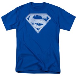 Superman - Ice And Snow Shield Adult T-Shirt In Royal Blue