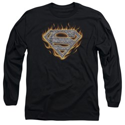 Superman - Mens Steel Fire Shield Long Sleeve T-Shirt
