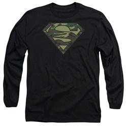 Superman - Mens Camo Logo Long Sleeve Shirt In Black