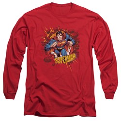 Superman - Mens Sorry About The Wall Long Sleeve Shirt In Red