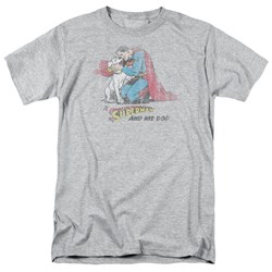 Superman - A Superman & His Dog Adult T-Shirt In Heather