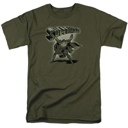 Superman - Mens Camo Logo T-Shirt In Military Green
