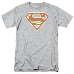Superman - Mens Burnt Orange&White Shield T-Shirt In Heather