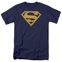 Superman - Maize & Blue Shield Adult T-Shirt In Navy