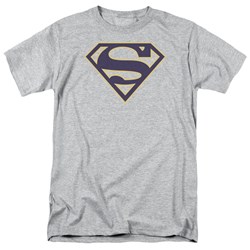 Superman - Mens Navy & Gold Shield T-Shirt In Heather