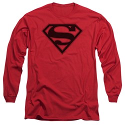 Superman - Mens Red & Black Shield Long Sleeve T-Shirt