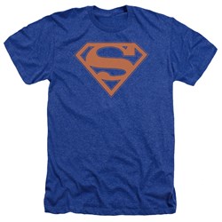 Superman - Mens Blue & Orange Shield Heather T-Shirt