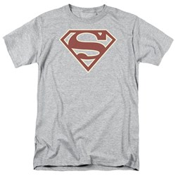 Superman - Mens Crimson & Cream Shield T-Shirt In Heather