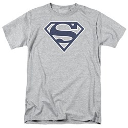Superman - Mens Navy & White Shield T-Shirt In Heather